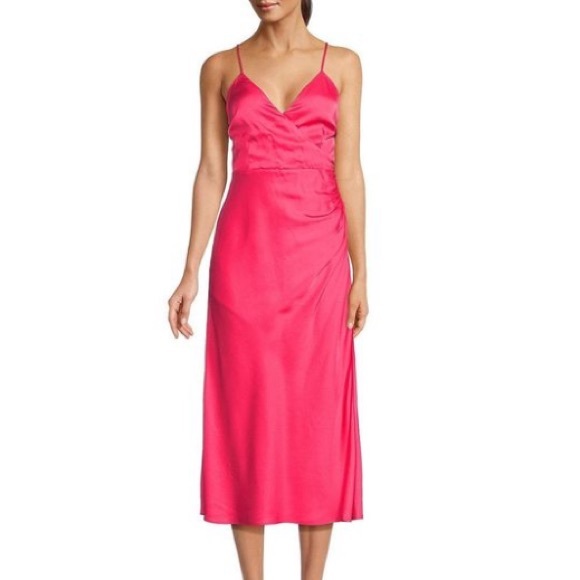 French Connection Ennis Satin slip midi dress pink - Picture 2 of 14